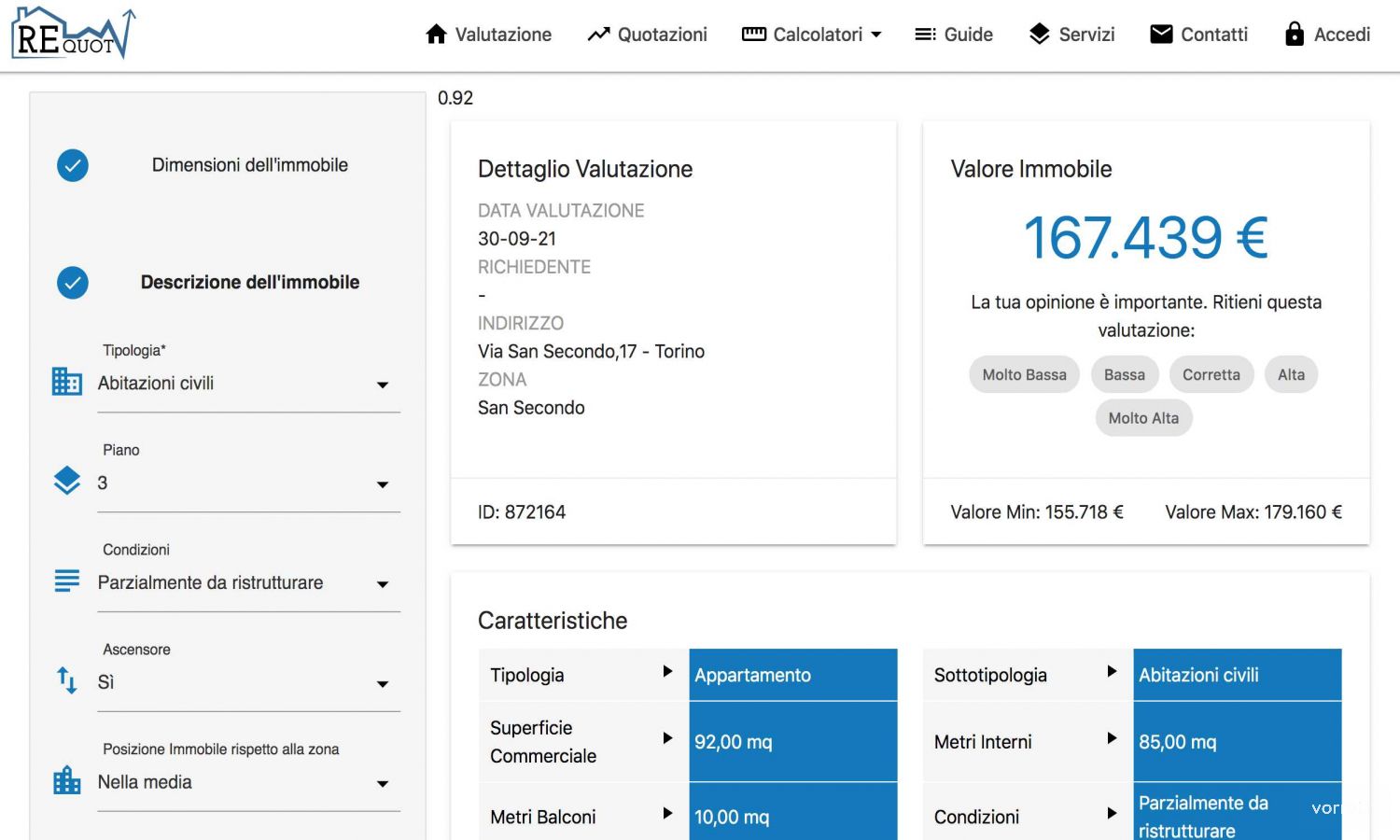 sistema requot.it valutazione immobiliare